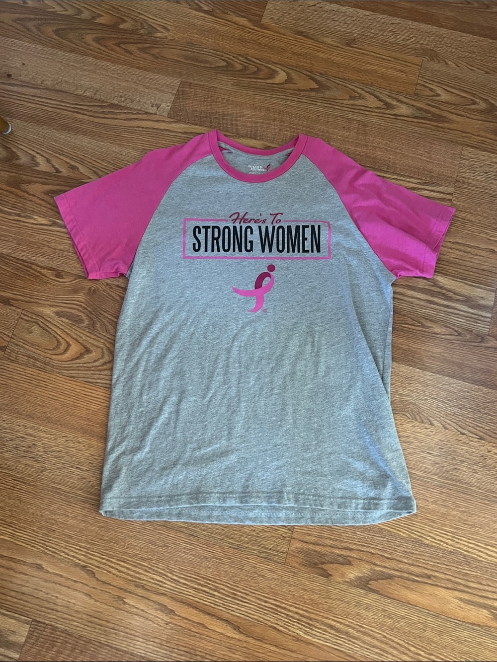 Benefit Gray & Pink "Strong Women" Raglan Tee
